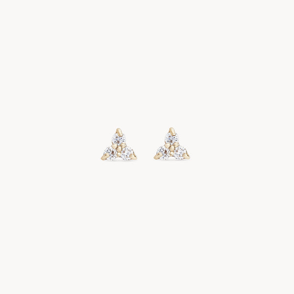 tripod diamond earring - 14k yellow gold, white diamond