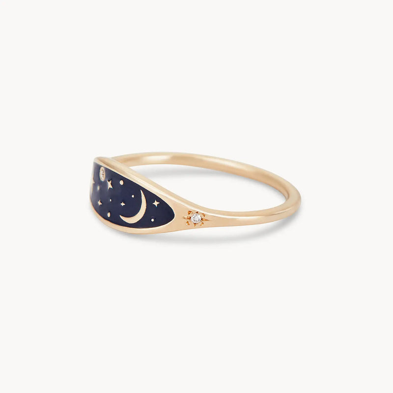 Dream state enamel ring - 14k yellow gold