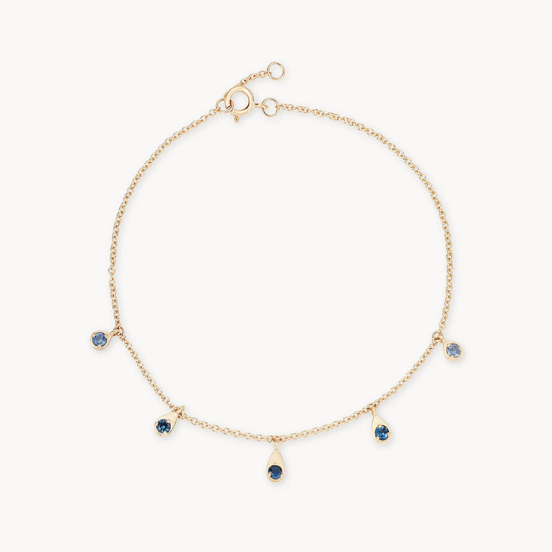 Endless ocean blue sapphire bracelet - 14k yellow gold, blue sapphire