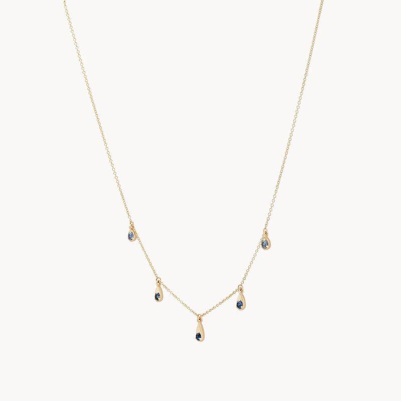 Endless ocean blue sapphire necklace - 14k yellow gold, blue sapphire