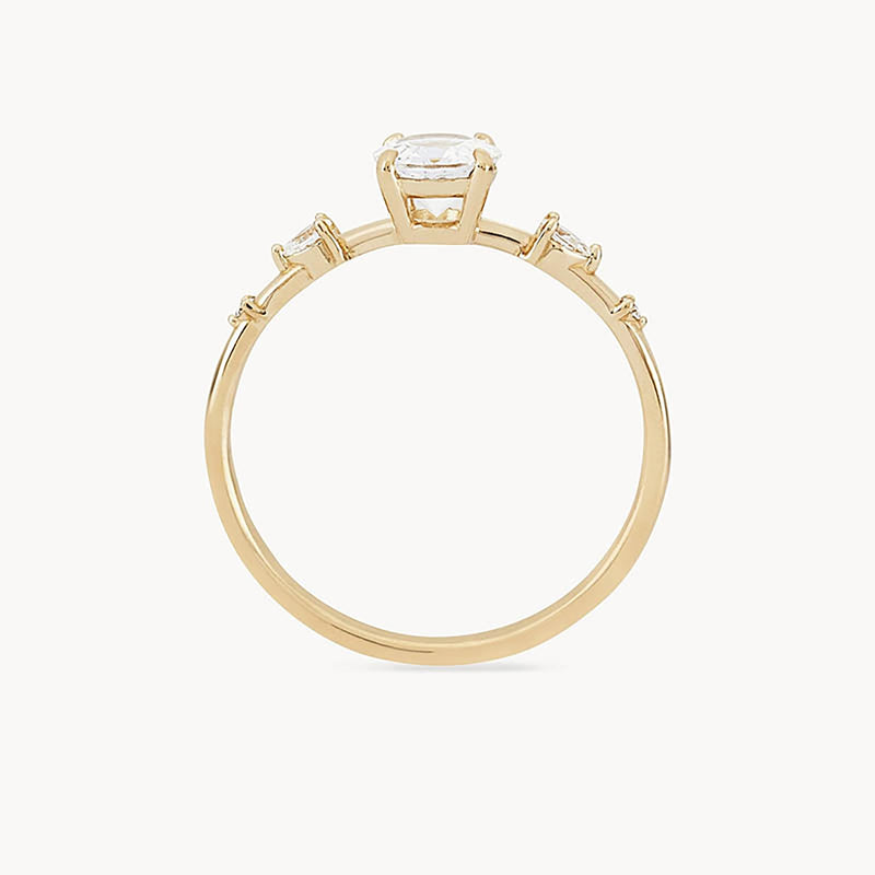 Endless dahlia ring - 14k yellow gold, white sapphire