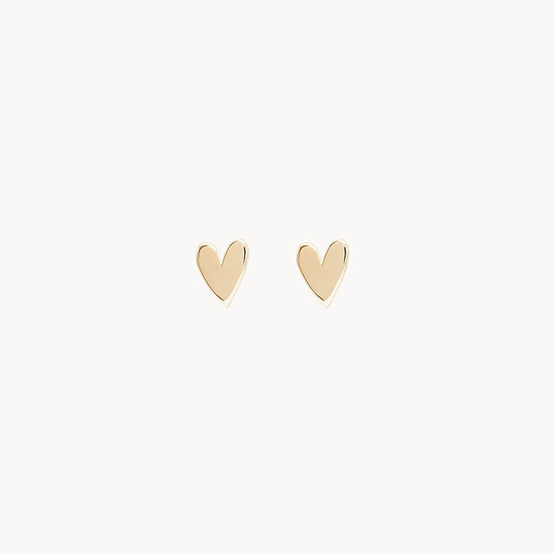 Everyday little lovely heart earring - 14k yellow gold