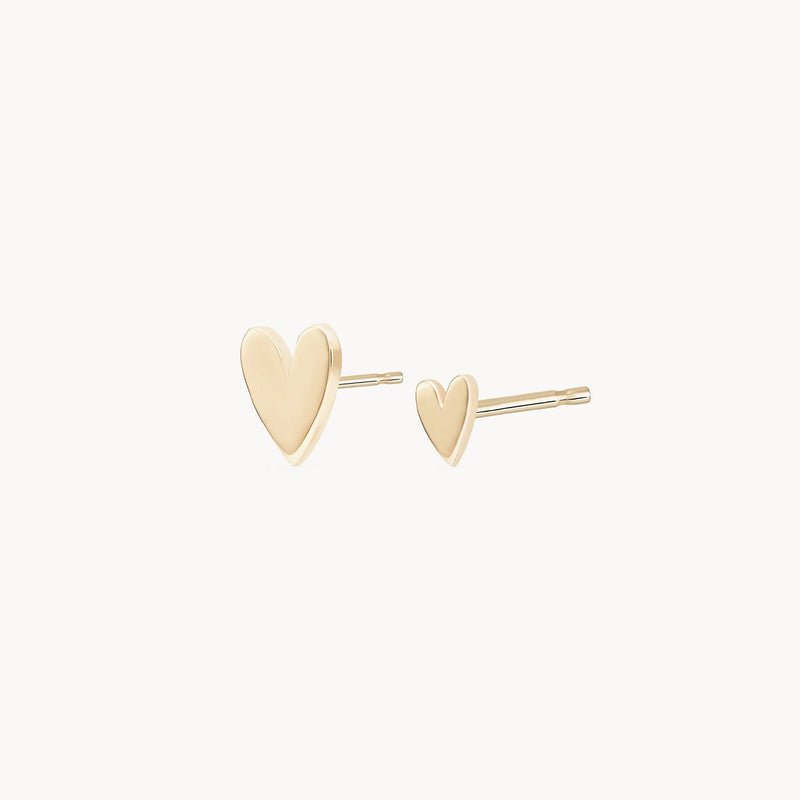 Everyday love lineage pair heart earring - 14k yellow gold