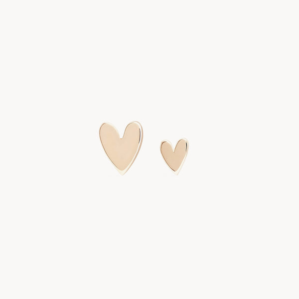 Everyday love lineage pair heart earring - 14k rose gold