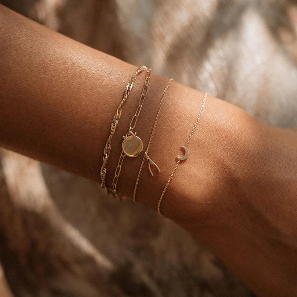 Everyday little crescent bracelet - 14k rose gold