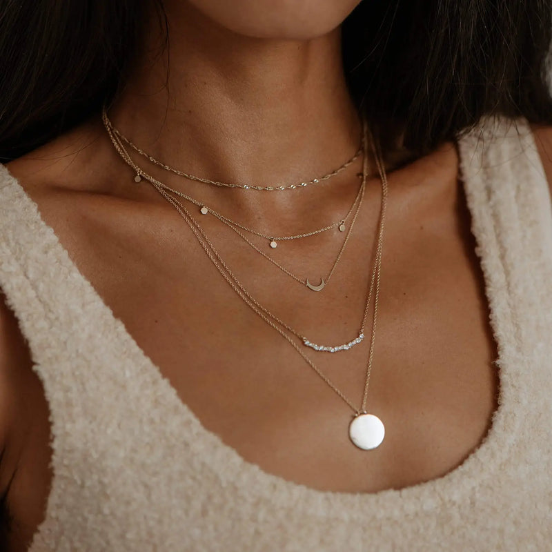Everyday little crescent moon necklace - 14k rose gold