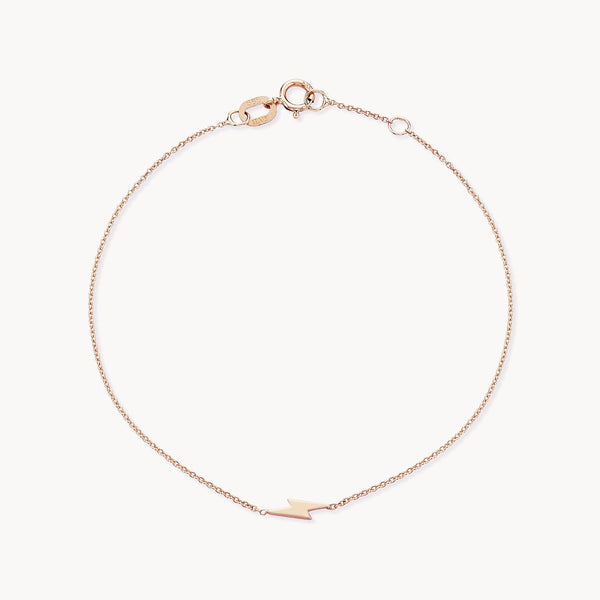 Everyday little lightning bolt bracelet - 14k rose gold