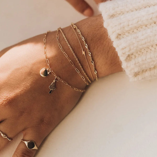Everyday little lightning bolt bracelet - 14k rose gold
