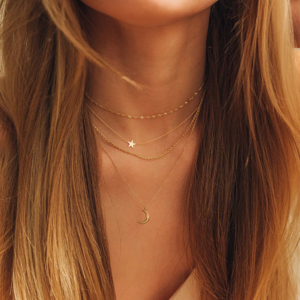 Everyday little stella star necklace - 14k yellow gold
