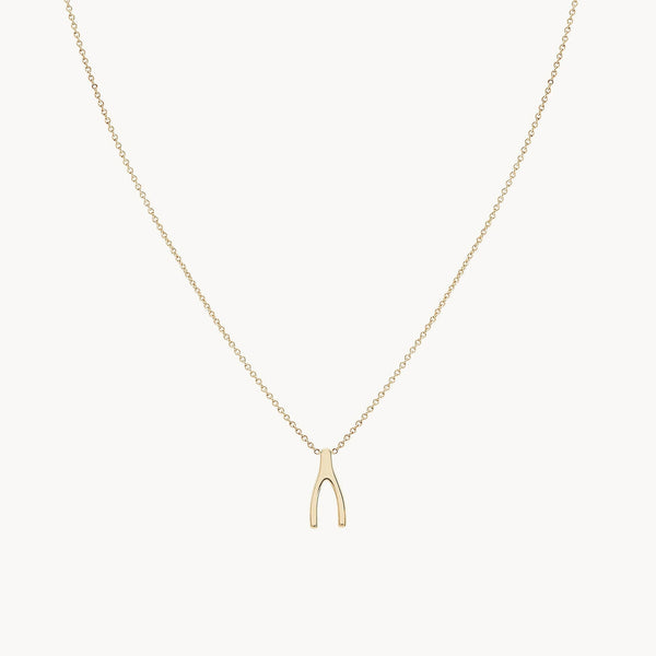 Everyday little wishbone necklace - 14k yellow gold