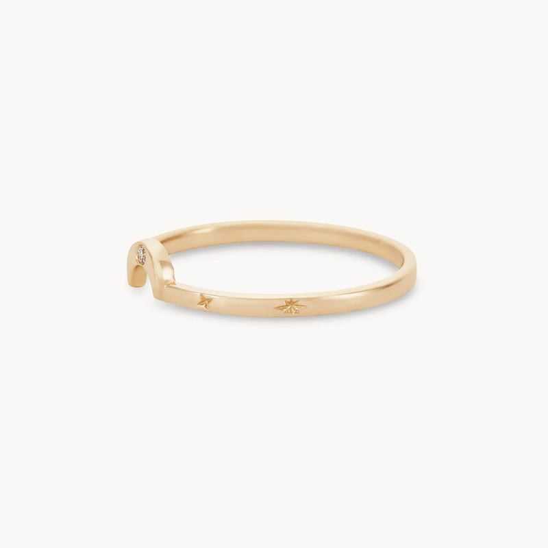 Fortuity crescent moon ring - 14k yellow gold