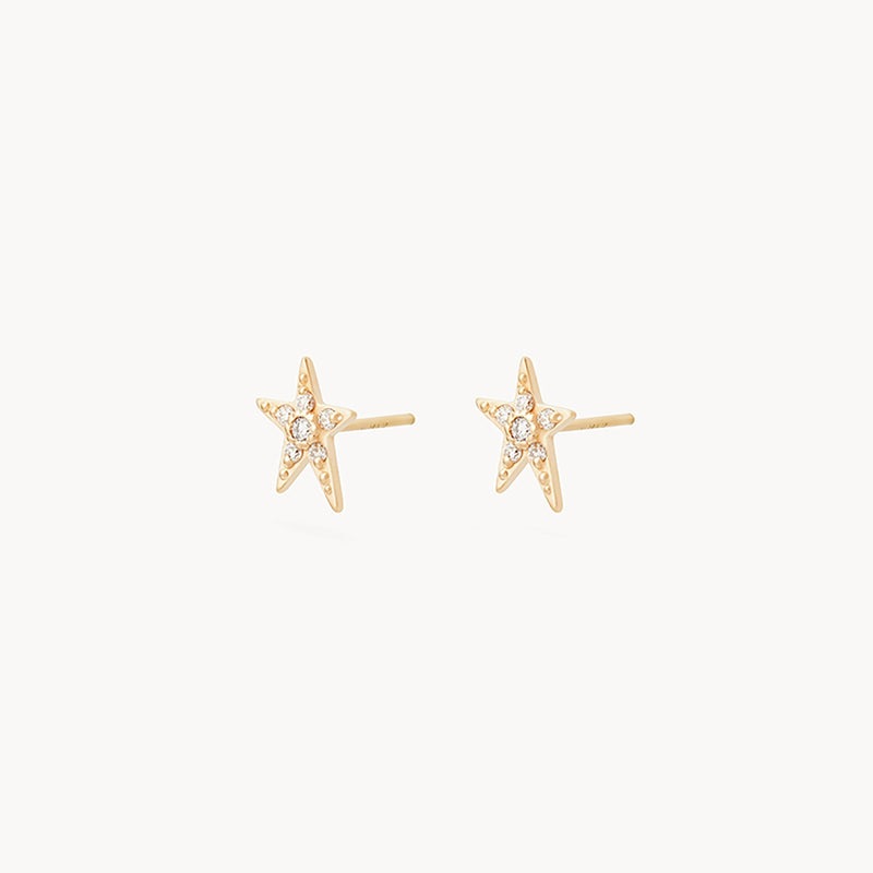 Guidance pave star stud earring - 14k yellow gold