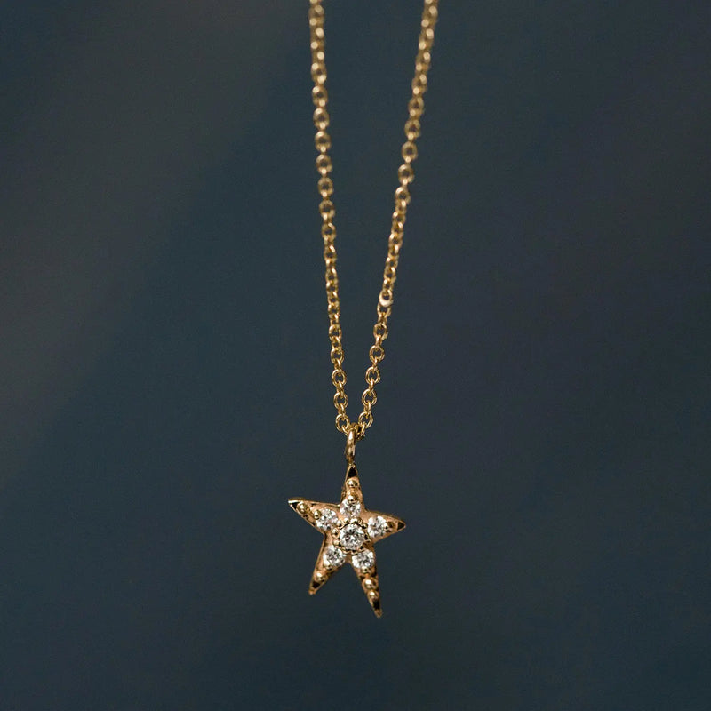 Guidance pave star pendant necklace - 14k yellow gold