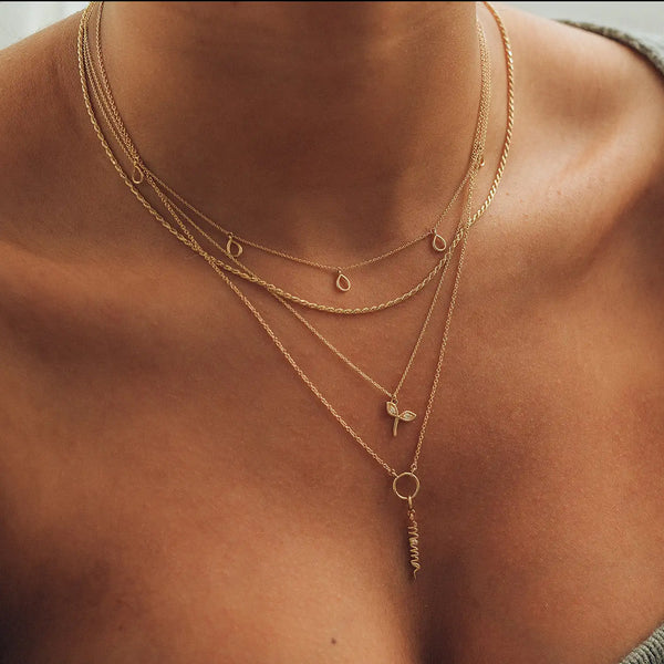 Honey dipper necklace - 14k yellow gold