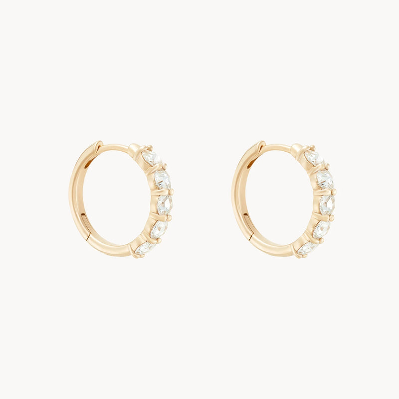 14k yellow gold rosecut diamond hoop earrings