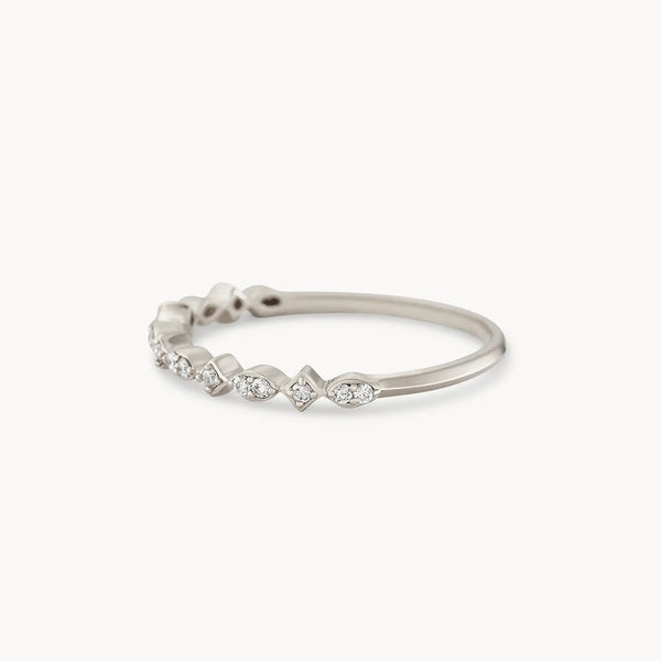 Lausanne ring - 14k white gold, white diamond