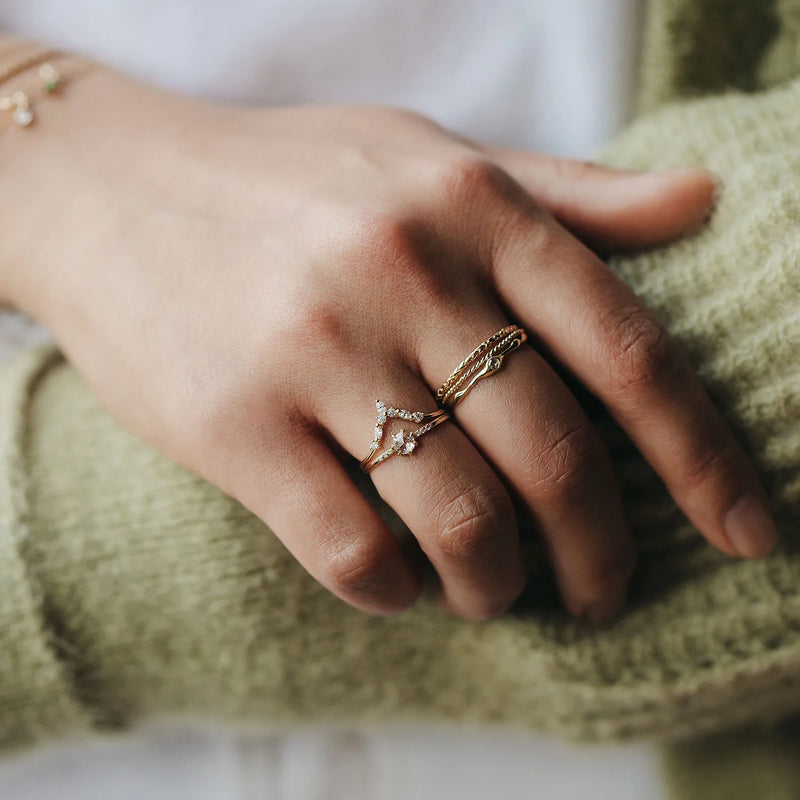 Moonbow ring - 14k rose gold, white diamond
