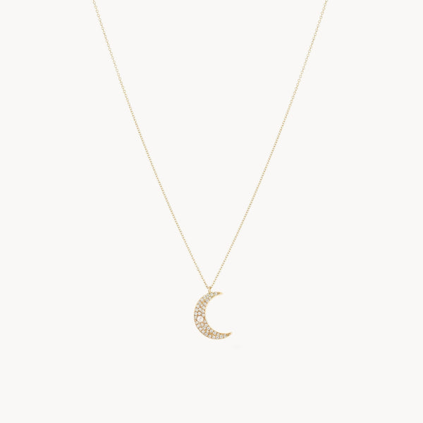 moonlight necklace - 14k yellow gold, white diamond