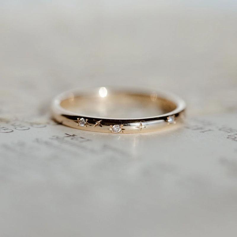 starlight ring - 14k rose gold, white diamond
