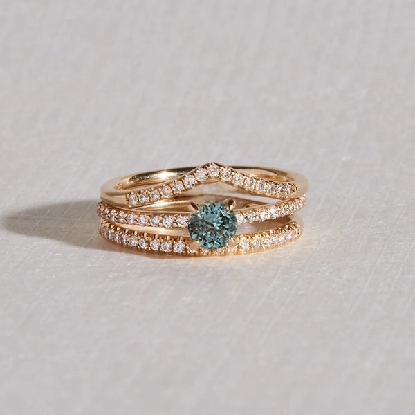 ode to love one-of-a-kind - 14k yellow gold, round green sapphire