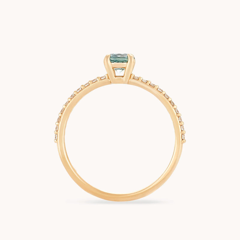 ode to love one-of-a-kind - 14k yellow gold, round green sapphire
