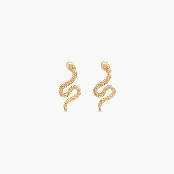 revival dainty snake earrings - 14k yellow gold