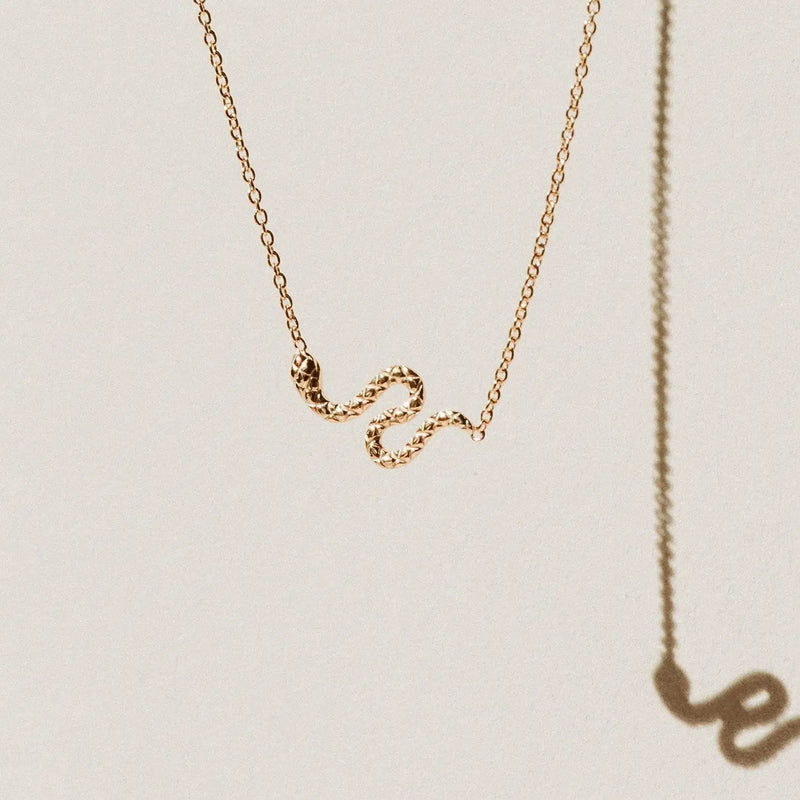 revival snake necklace - 14k rose gold