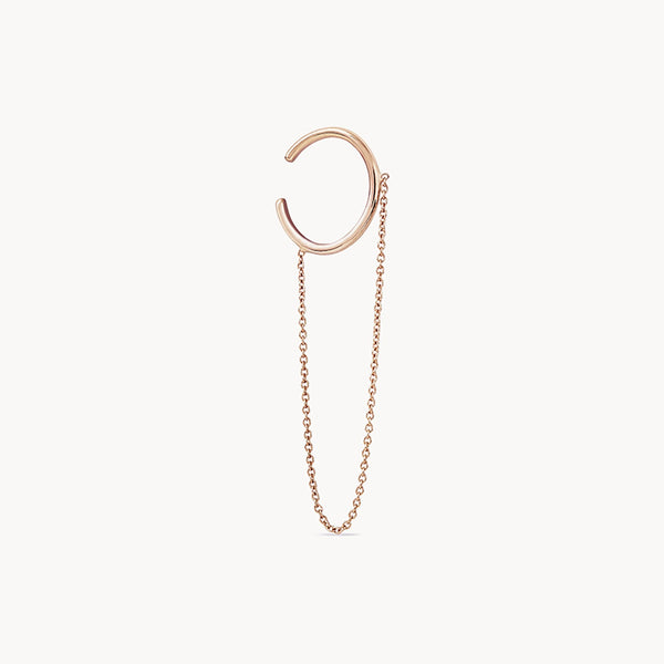 oya guardian ear cuff - 14k rose gold chain, 14k rose gold cuff