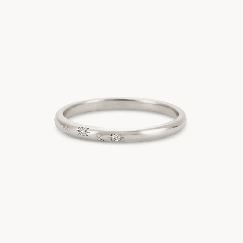 starlight ring - 14k white gold, white diamond