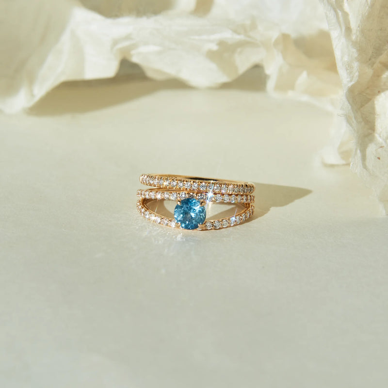 starry eyes one-of-a-kind ring - round blue sapphire