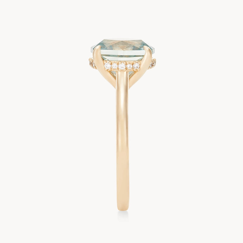 te amo one-of-a-kind - 14k yellow gold ring, oval blue green sapphire