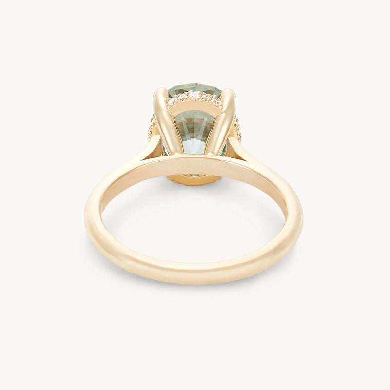 te amo one-of-a-kind - 14k yellow gold ring, oval blue green sapphire
