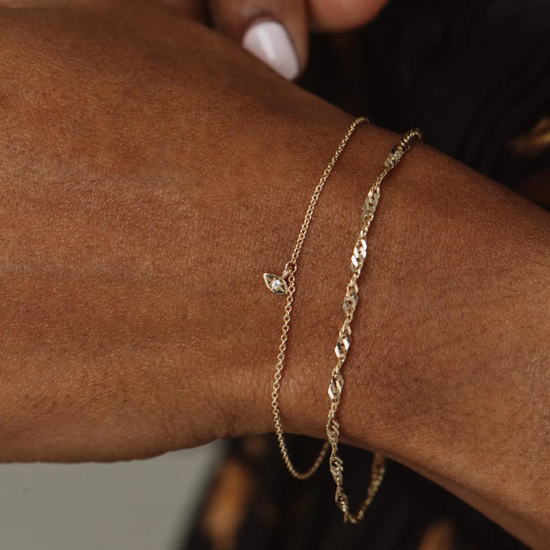 visionary evil eye bracelet - 14k yellow gold