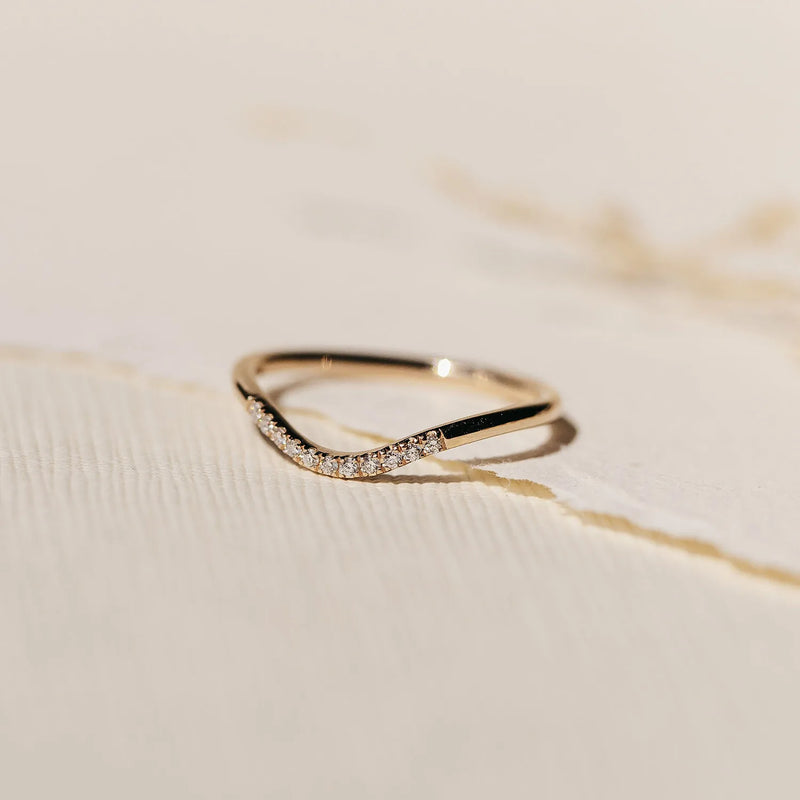 wave eternity ring - 14k rose gold, white diamond