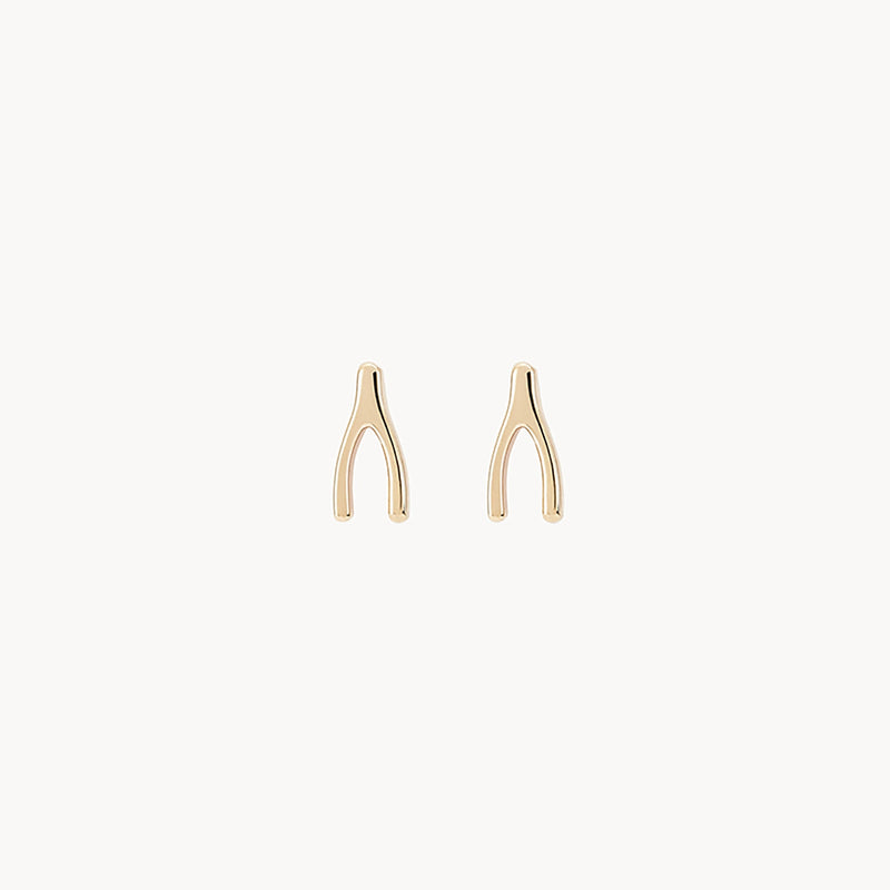 Everyday wishbone earring - 14k yellow gold