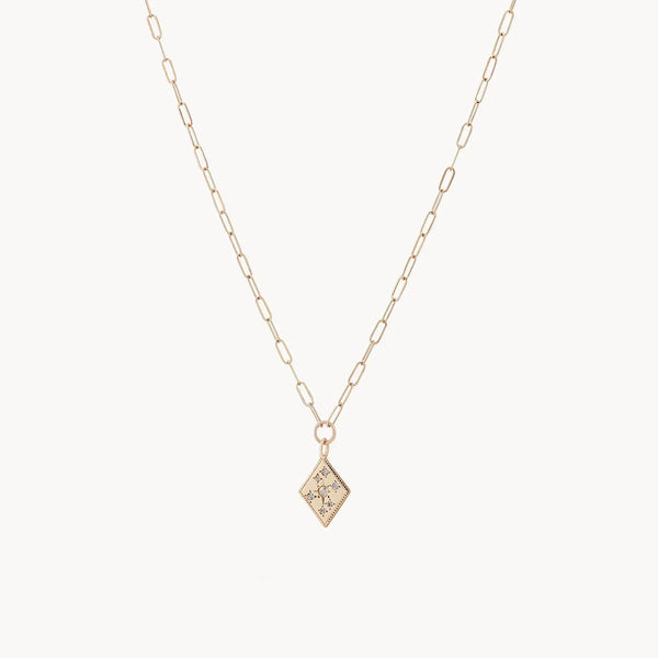 written in the stars necklace - 14k yellow gold, white brilliant diamonds
